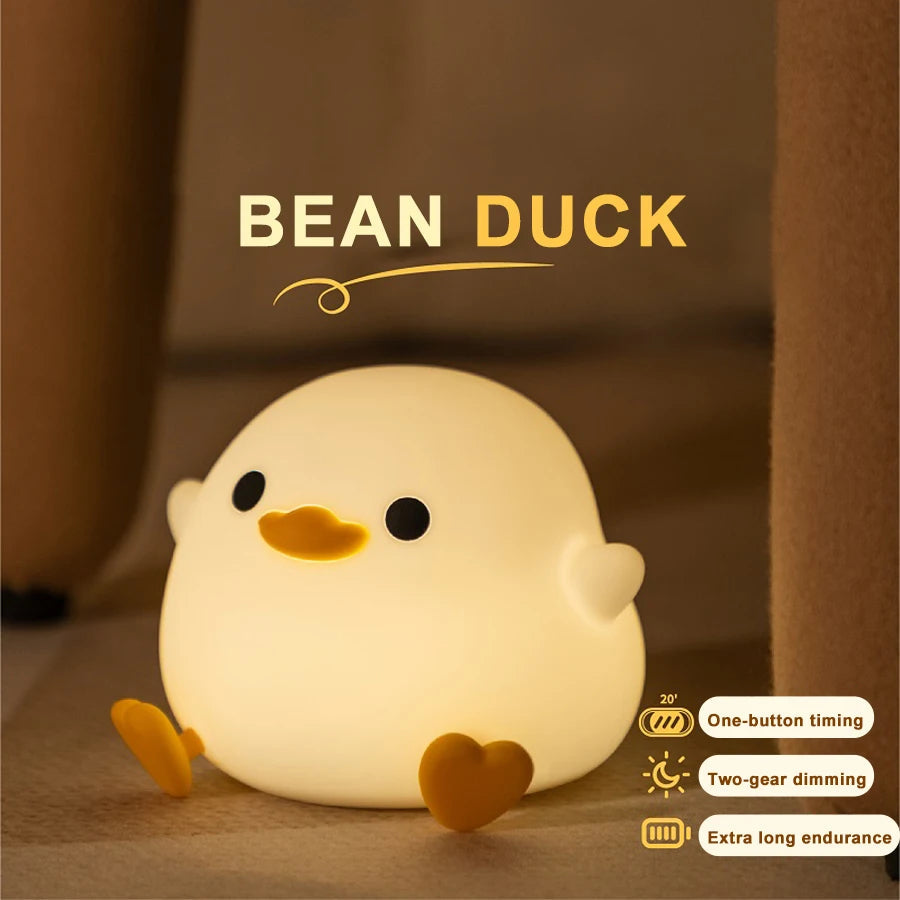 Doudou Duck Silicone Alarm Lamp Ambience Light Bedroom Bedside Lamp Usb Charging with Sleeping Night Light - Image 2