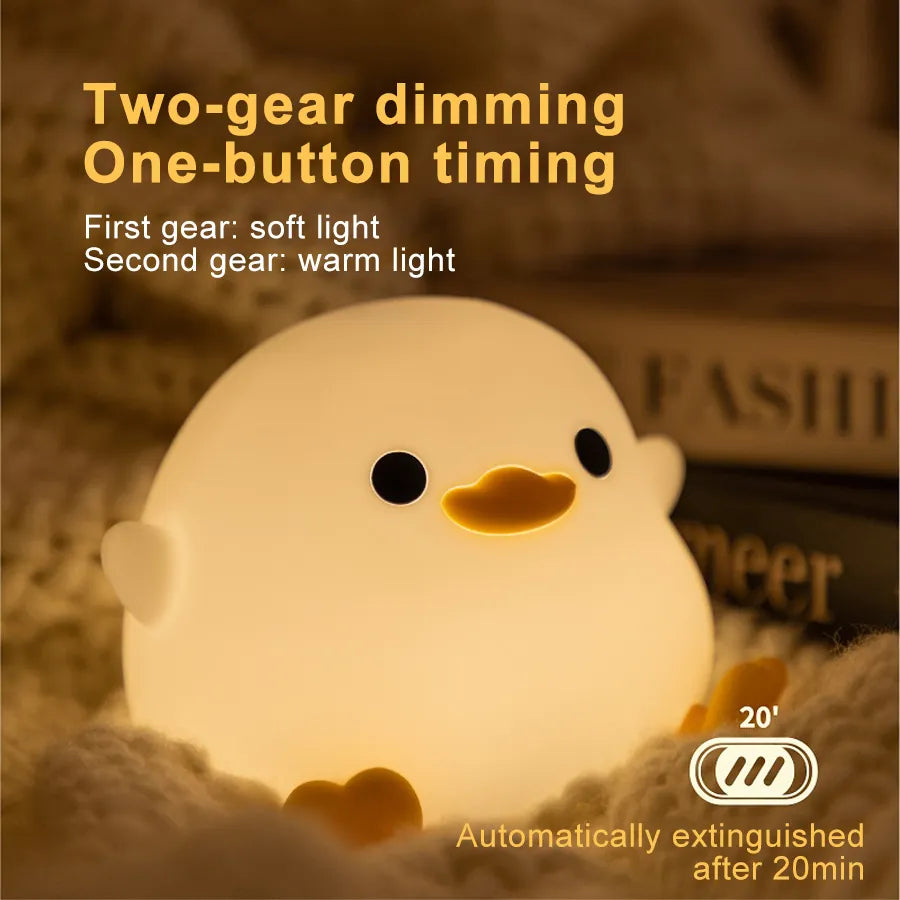 Doudou Duck Silicone Alarm Lamp Ambience Light Bedroom Bedside Lamp Usb Charging with Sleeping Night Light - Image 3